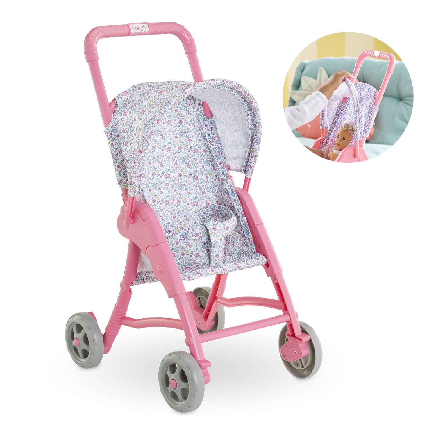 Corolle Passeggino Floreale per Poupon 30 cm - Accessorio per Bambole dai 18 Mesi