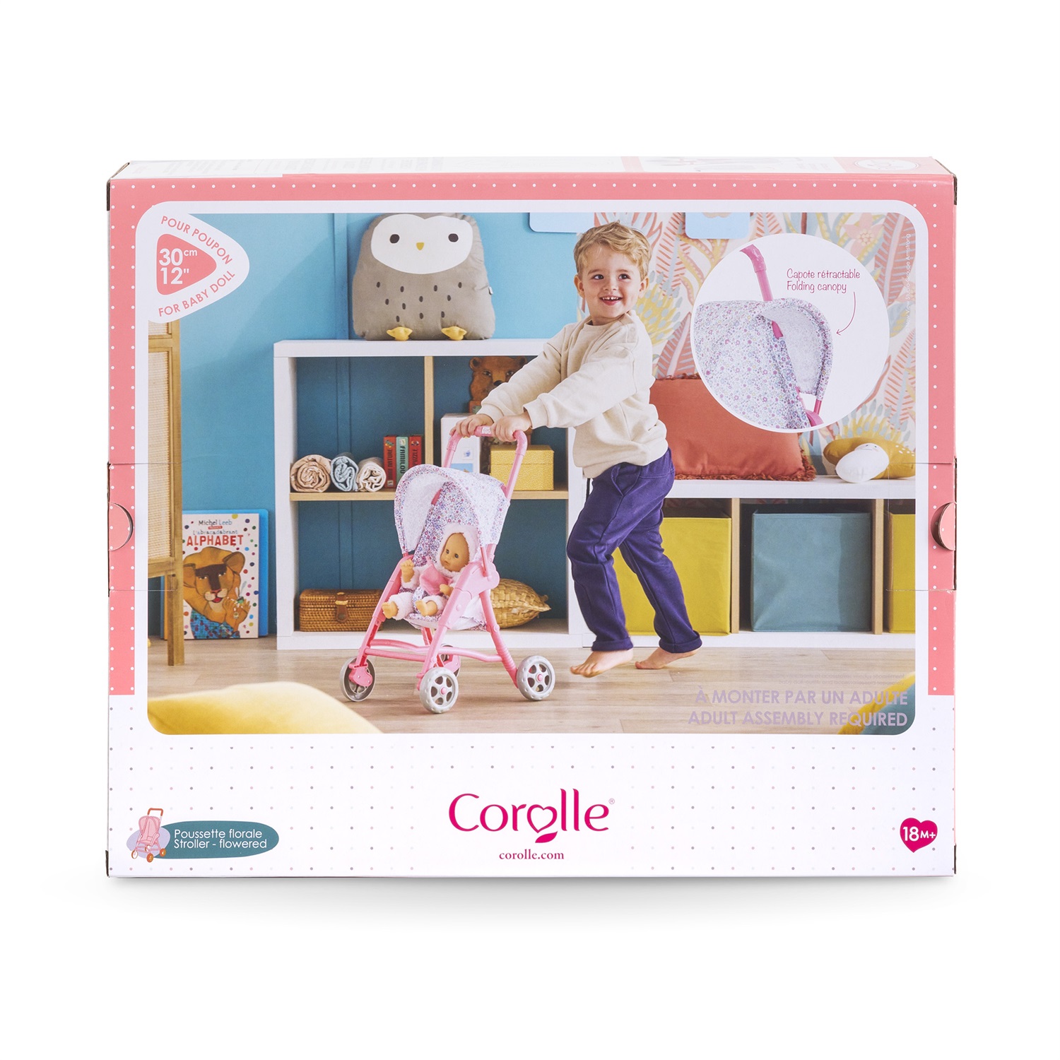 Corolle Passeggino Floreale per Poupon 30 cm - Accessorio per Bambole dai 18 Mesi