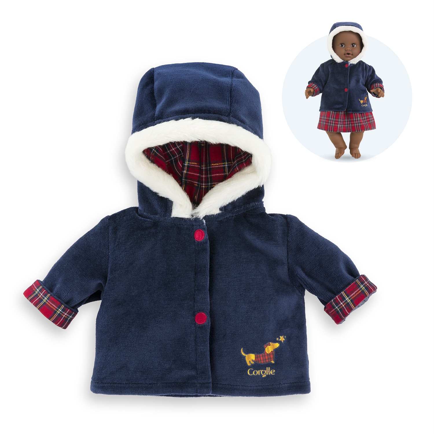 Corolle Cappotto per Bambola 36 cm - Indumento alla Moda con Collo in Feste, per Bambini dai 2 Anni