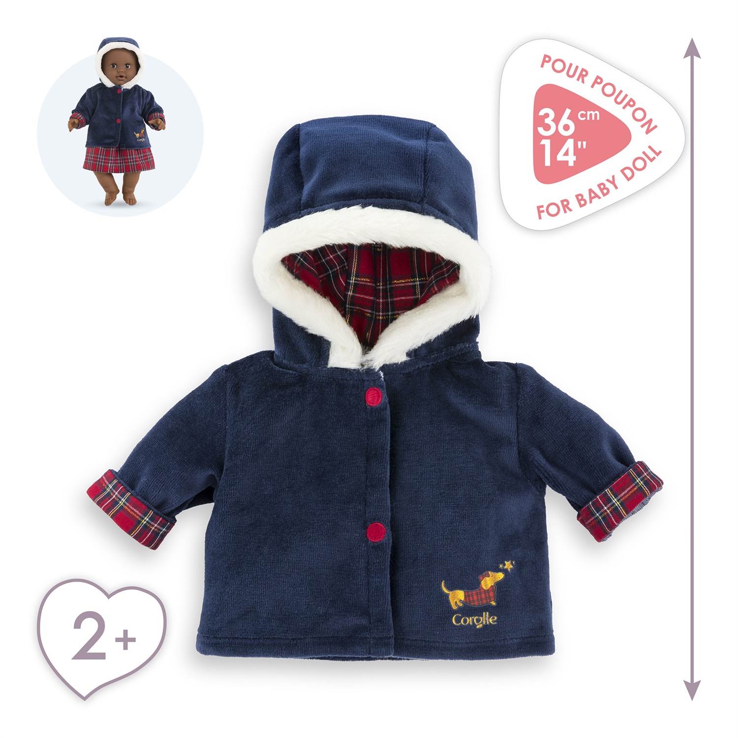 Corolle Cappotto per Bambola 36 cm - Indumento alla Moda con Collo in Feste, per Bambini dai 2 Anni