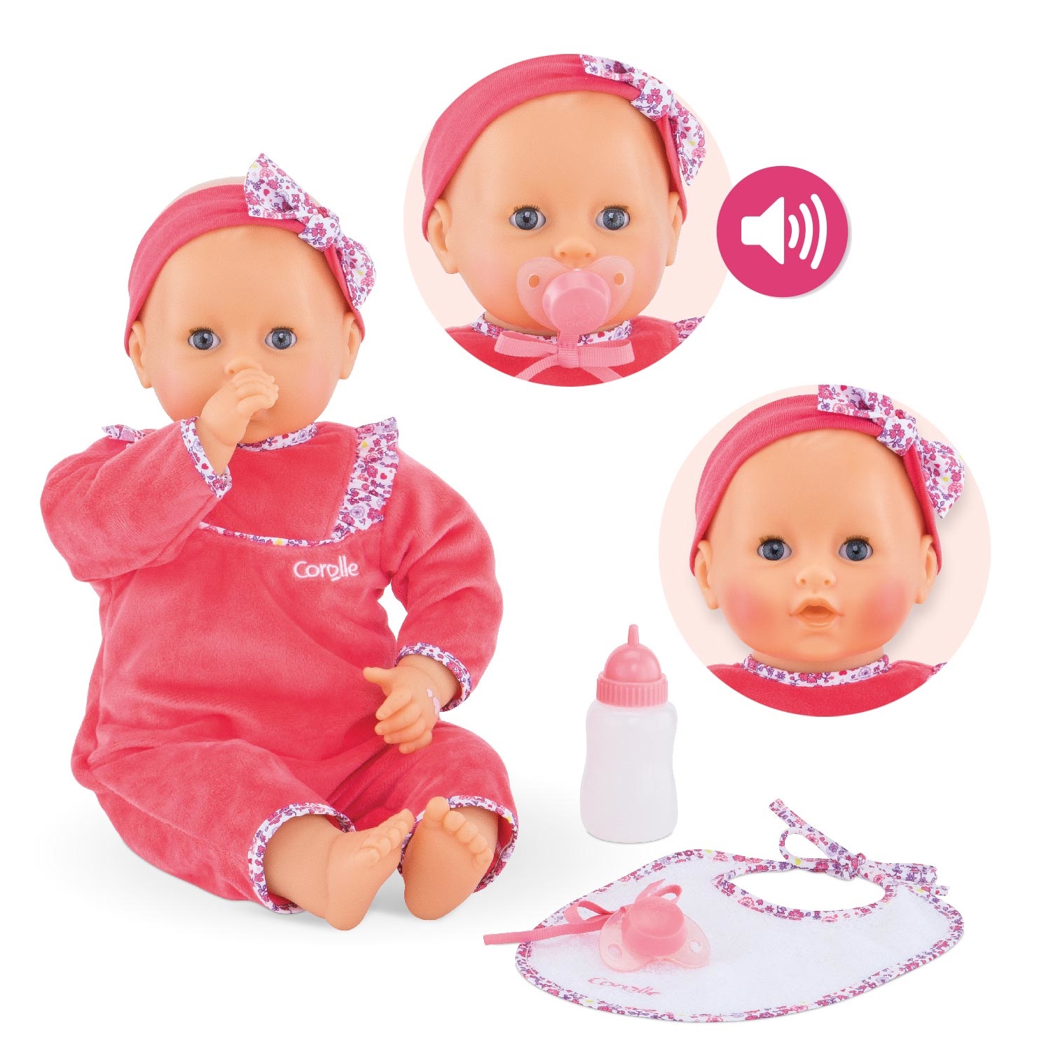 Corolle Lila Chérie Bambola Morbida con Suono, Occhi che Dormono e Profumo di Vaniglia - Altezza 42 cm