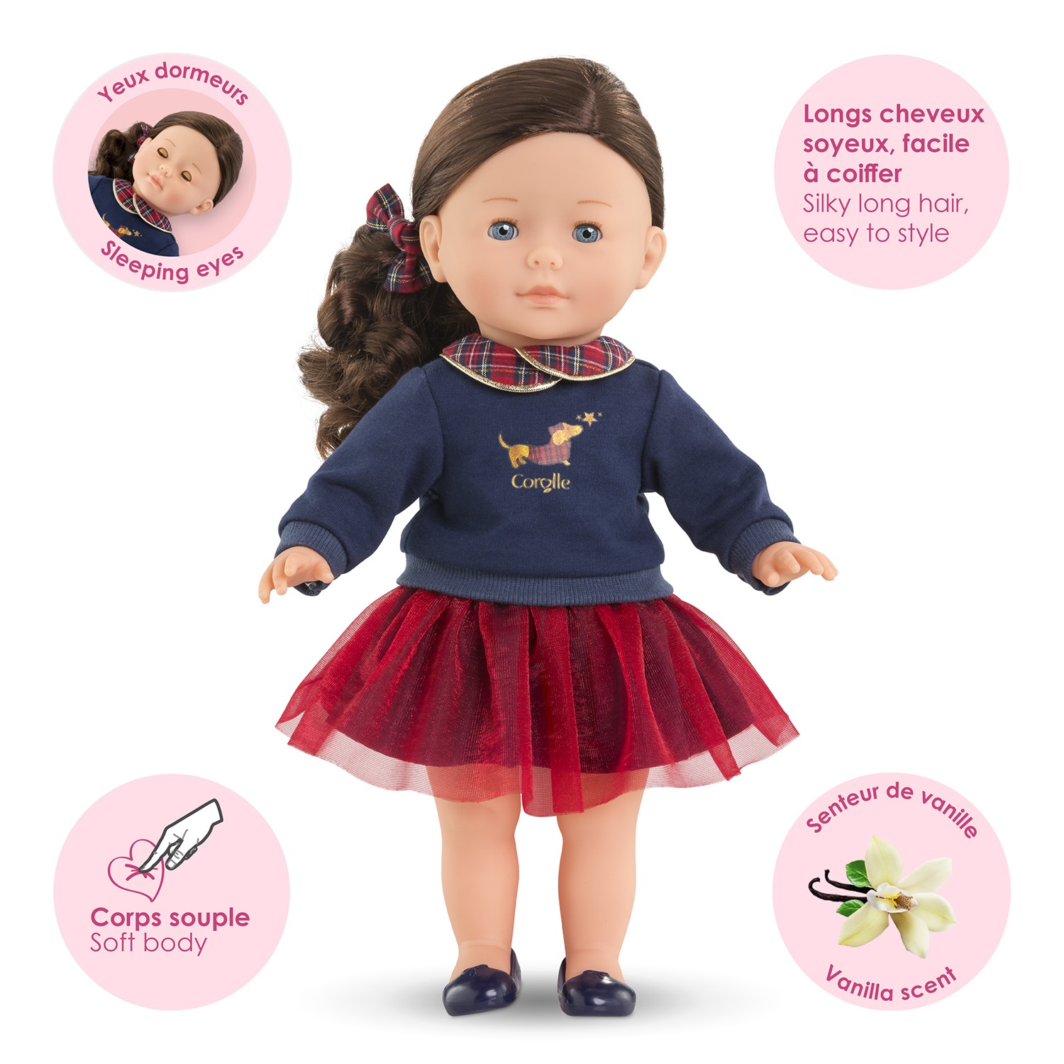 Corolle Perla - Bambola in Festa 36 cm con Occhi Dormienti e Profumo di Vaniglia, per Bambini dai 3 Anni