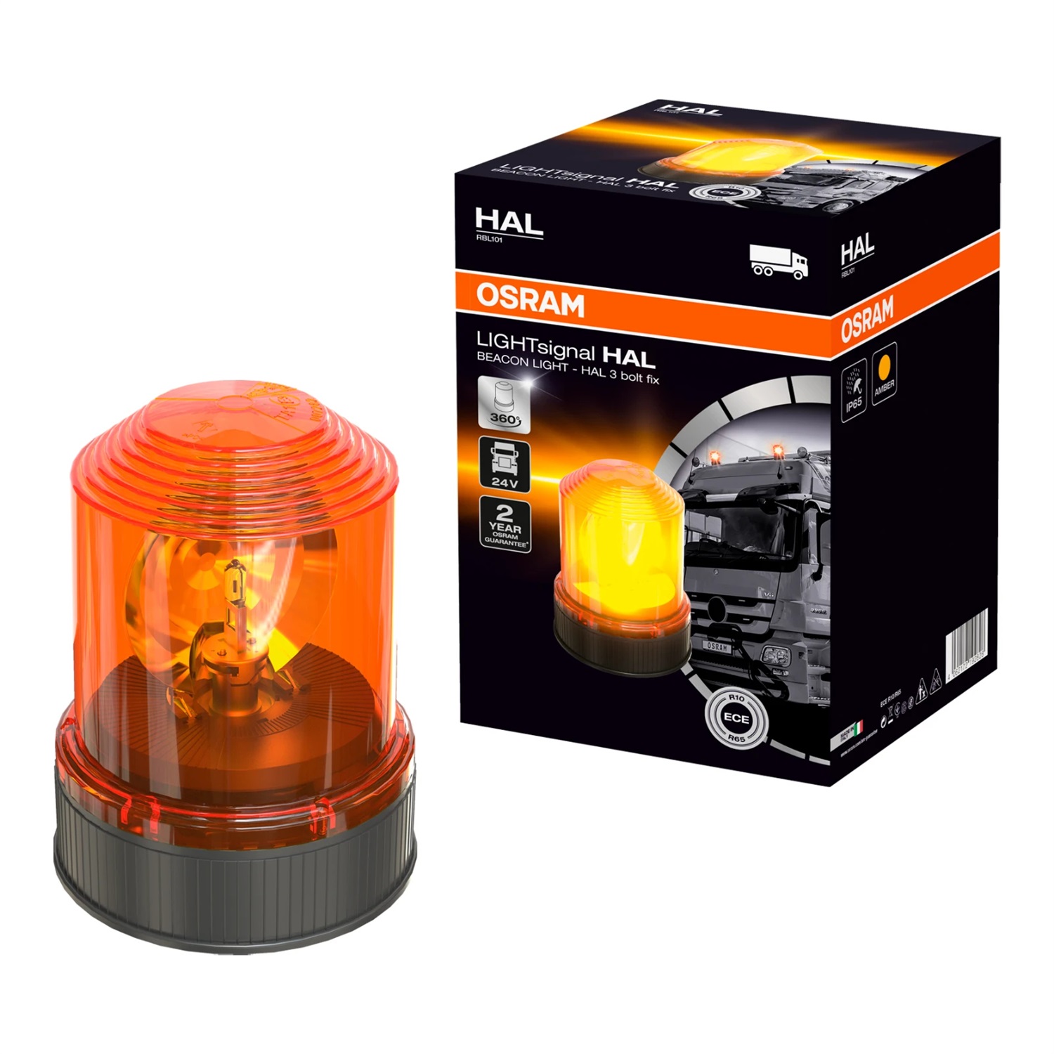 OSRAM LIGHTsignal Beacon Light Alogena - Luce Lampeggiante Ambra con Rotazione a 360° per Camion e Veicoli Commerciali