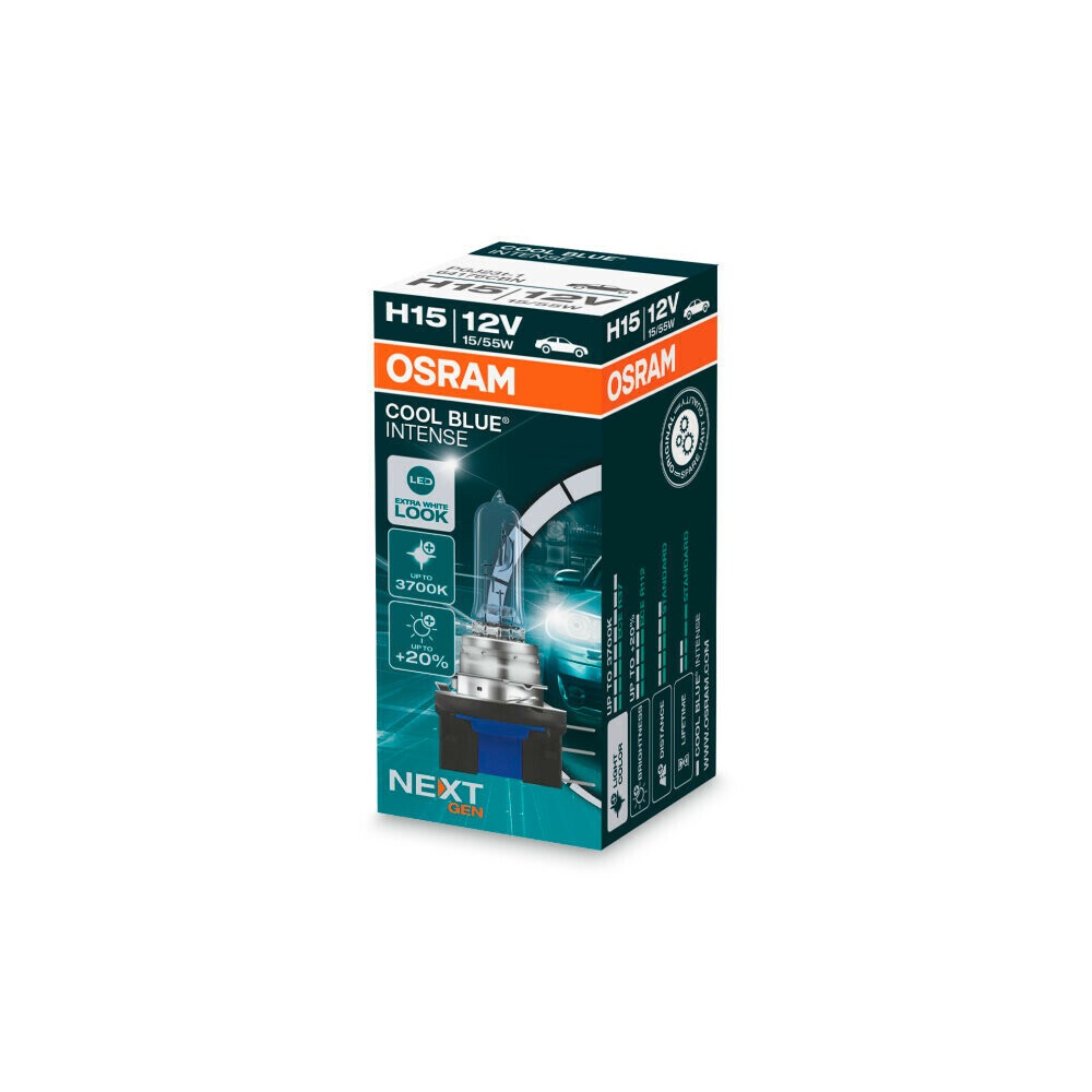 OSRAM H15 Cool Blue Intense - Lampadina alogena 12V 55/15W, fino a 3700K, 20% luminosa, look LED, 1 pezzo