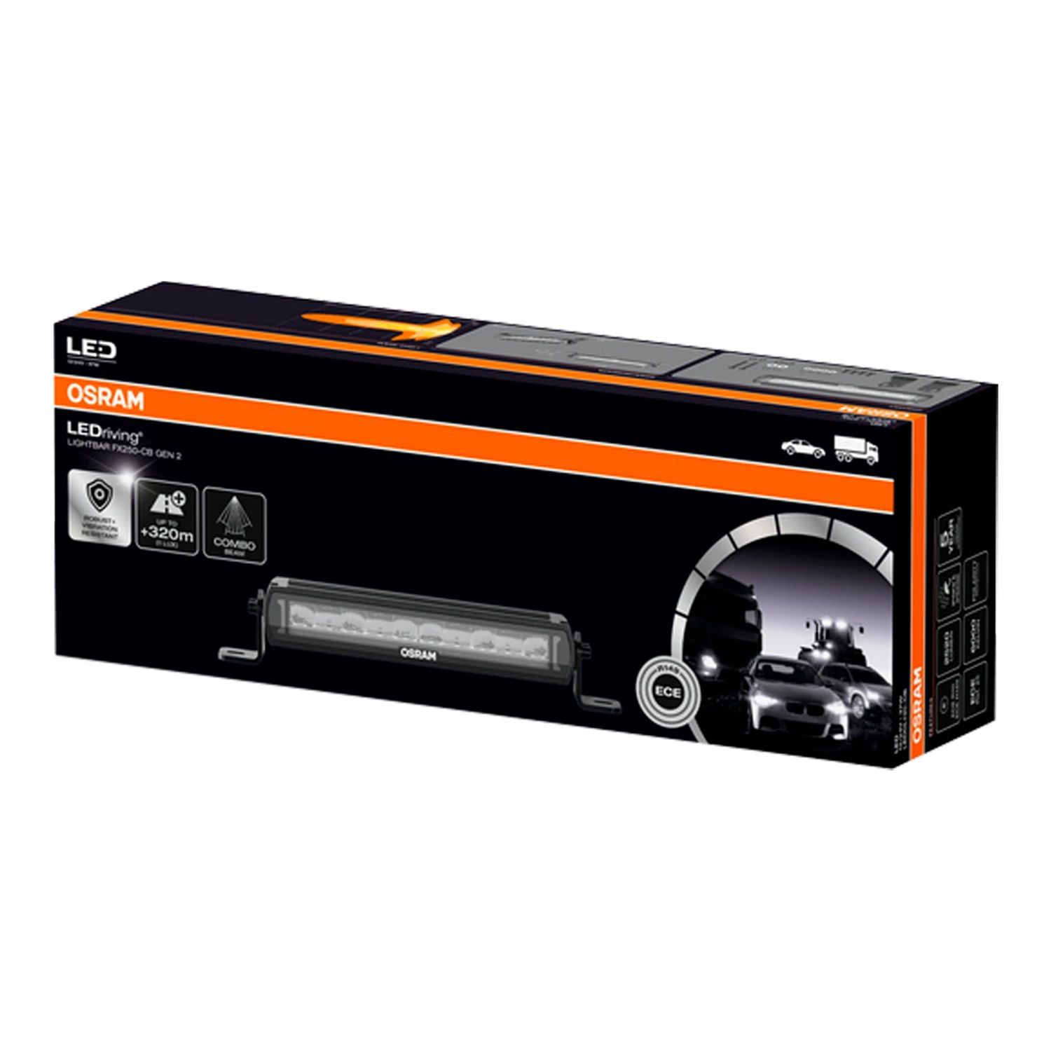 OSRAM LEDriving® Lightbar FX250-CB GEN 2 - Faro di profondità LED combo 6000K, 2520lm, illuminazione fino a 320 m, 12V/24V, omologato ECE