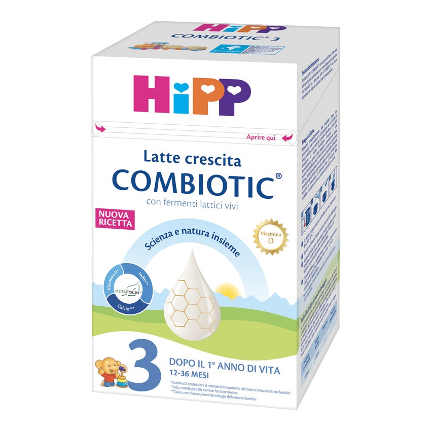 HIPP Latte Crescita Combiotic 3 - Polvere 600 g con Fermenti Lattici per Bambini da 12 a 36 Mesi