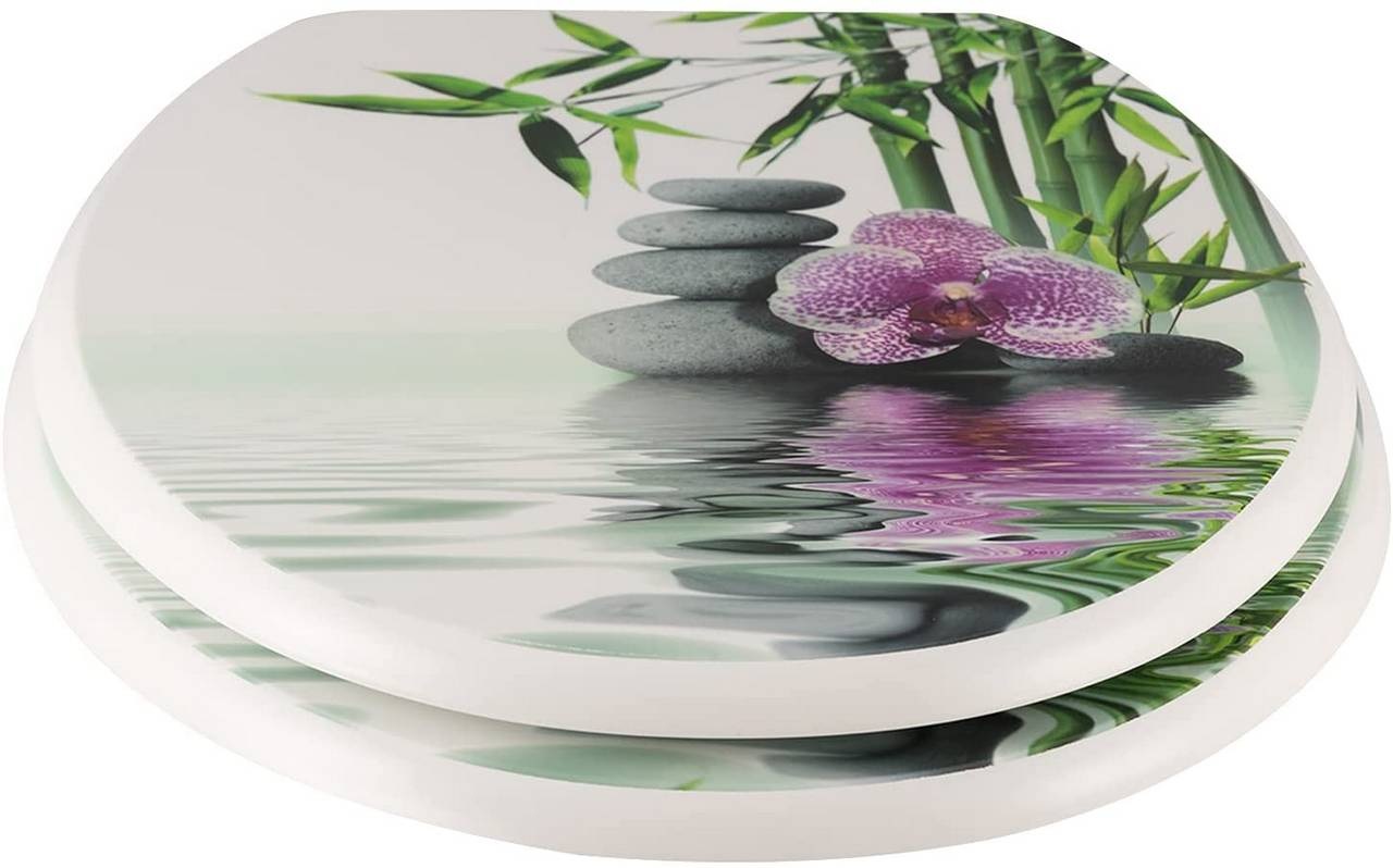 WOLTU Sedile WC Premium Soft-Close in MDF Antibatterico con Design Décor Pietre Fiori