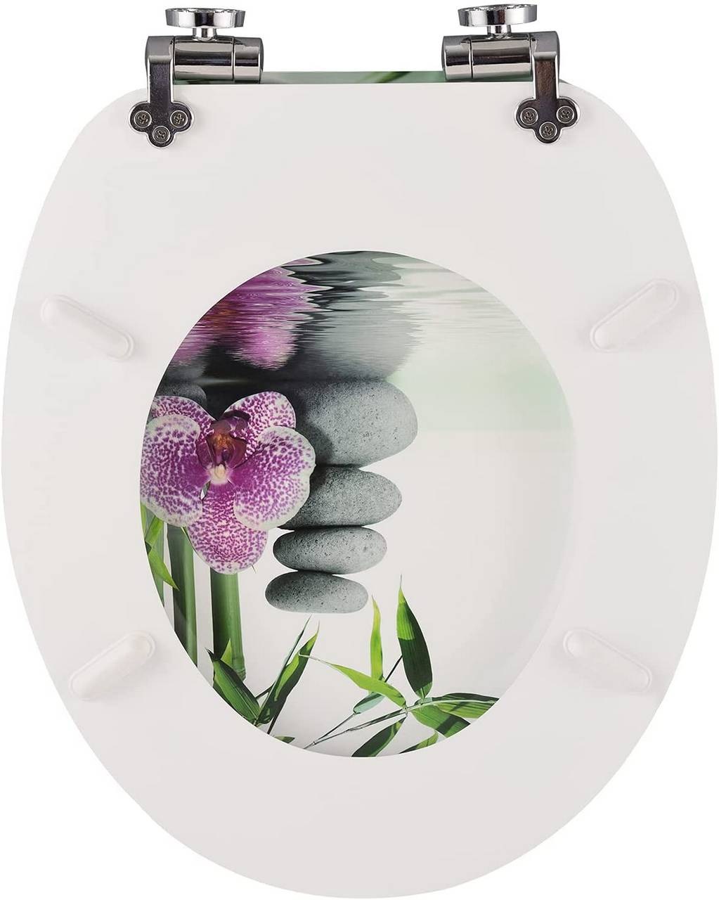 WOLTU Sedile WC Premium Soft-Close in MDF Antibatterico con Design Décor Pietre Fiori