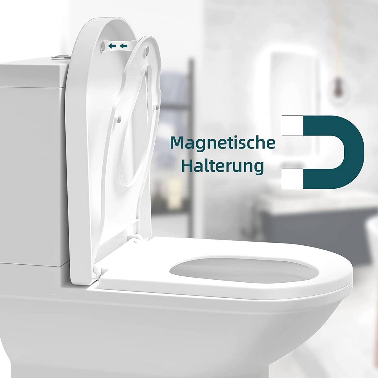 WOLTU Sedile per WC 2 in 1 con Seggiolino Rimovibile per Bambini, Chiusura Ammortizzata, Forma a D, Bianco