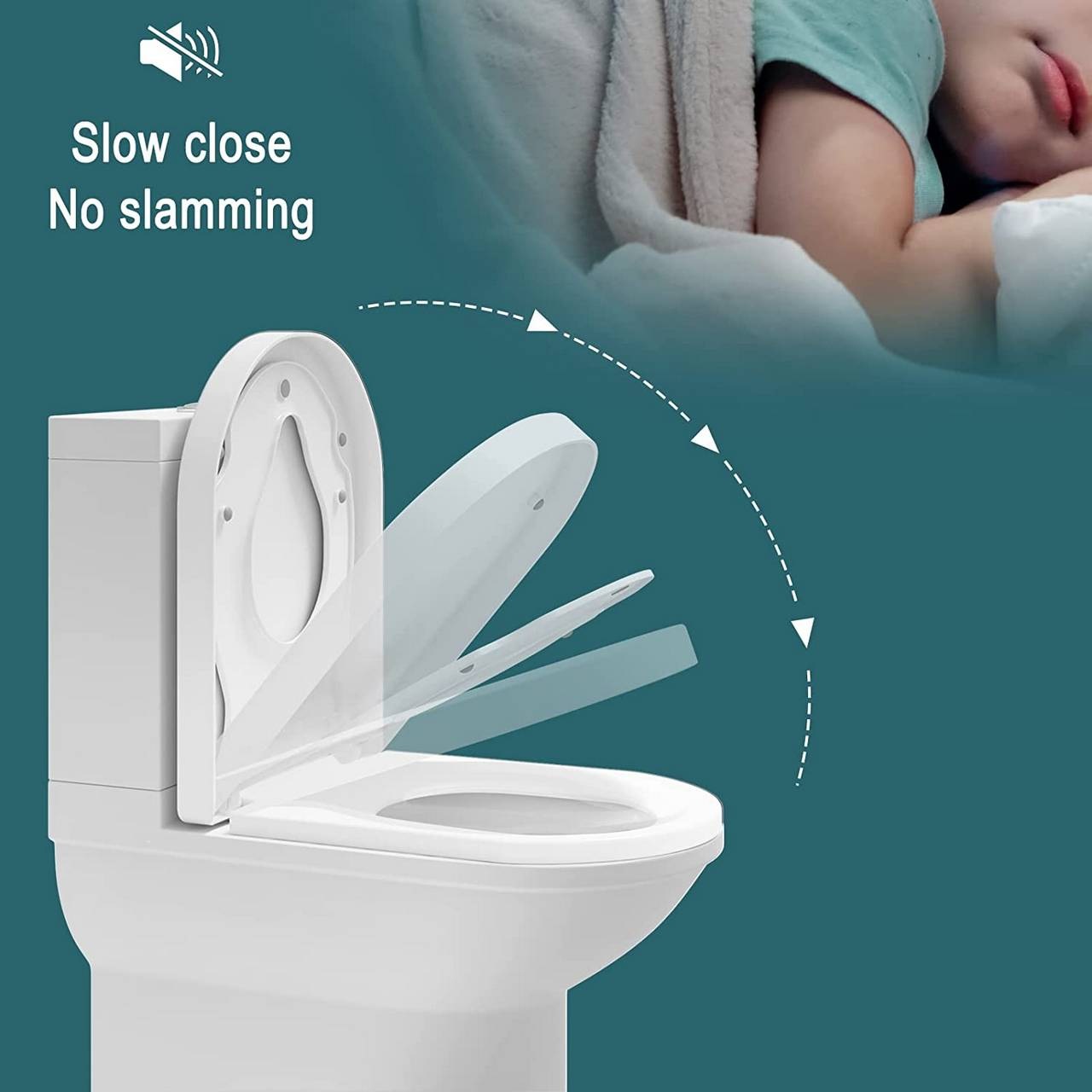 WOLTU Sedile per WC 2 in 1 con Seggiolino Rimovibile per Bambini, Chiusura Ammortizzata, Forma a D, Bianco