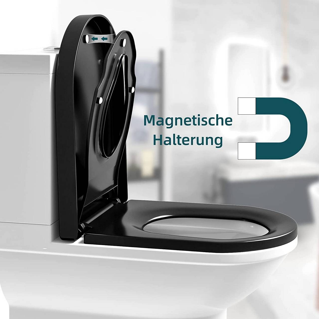 WOLTU Copriwater D con Sedile per Bambini Rimovibile, Chiusura Ammortizzata e Funzione di Sgancio Rapido, Nero