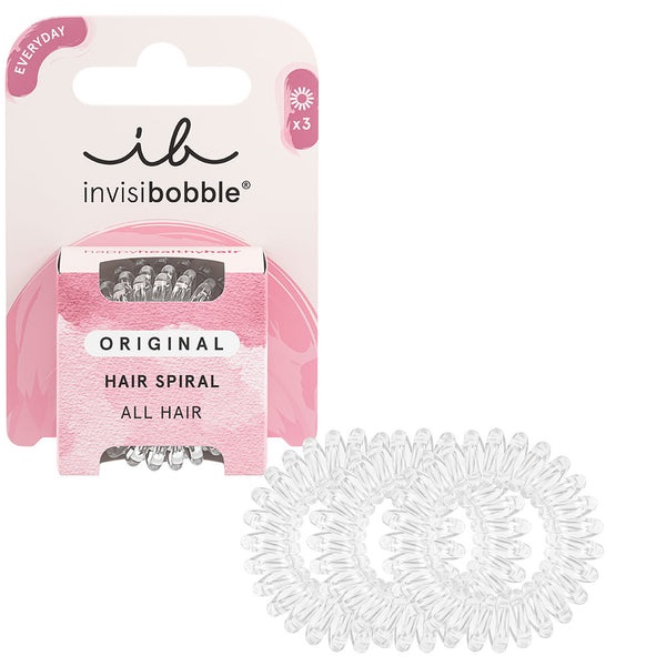 invisibobble Original Crystal Clear - Elastici per Capelli a Spirale Anallergici, 3 pz