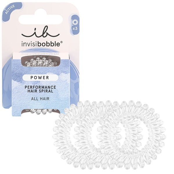 Invisibobble Power Crystal Clear - Elastico per capelli a spirale extra forte, 3 pezzi, anallergico e antibatterico