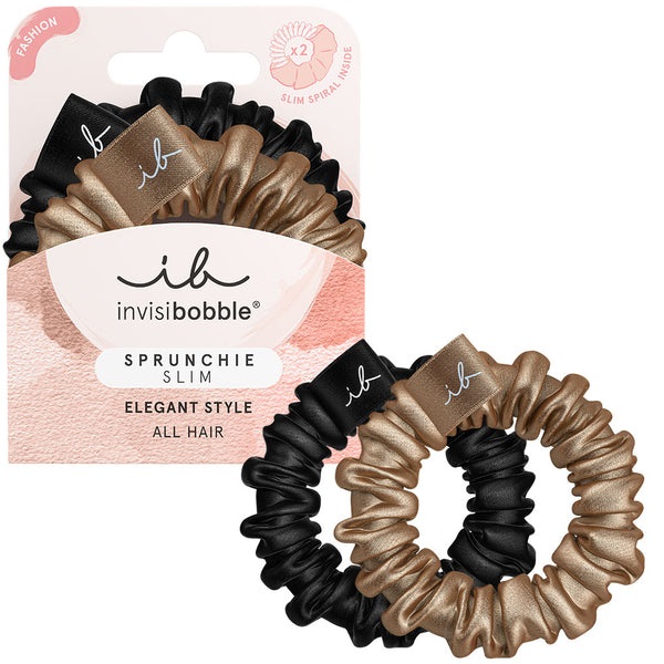 Invisibobble Sprunchie Slim True Golden - Accessorio per capelli con elastico a spirale, 2 pz