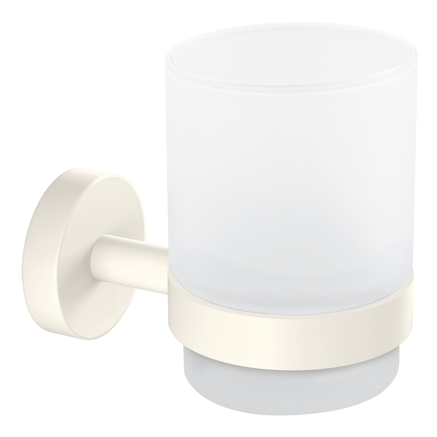 TESA MOON WHITE Porta Spazzolino in Vetro Satinato, Design Curvo, Senza Foratura, Bianco Opaco, 96 mm x 70 mm x 109 mm