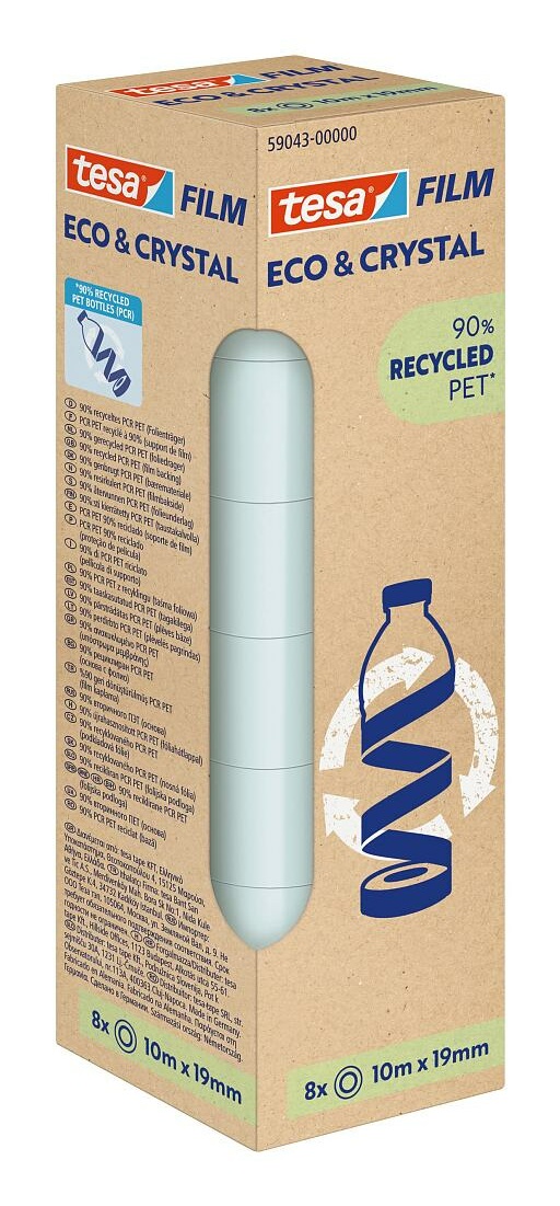 TESA Nastro Adesivo Eco & Crystal 10 m x 19 mm - Trasparente, Universale e Sostenibile