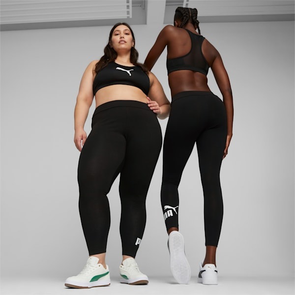 PUMA ESS Logo Leggings - Nero/Bianco, Vestibilità Aderente, Girovita Elastico, Logo Gommato