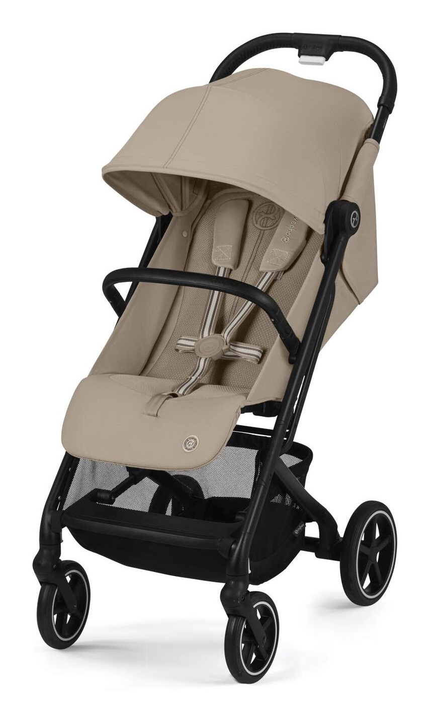 Cybex Beezy Passeggino Almond Beige - Dalla Nascita, Reclinazione Completamente Sdraiata, Chiusura Ultracompatta, Cintura One-Pull