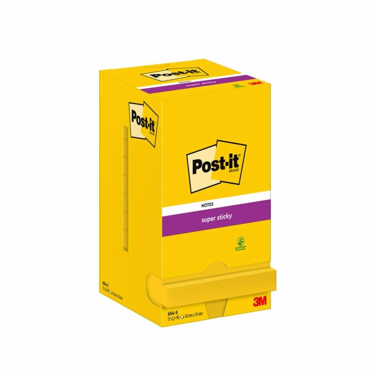 Post-it® Super Sticky Foglietti Giallo Oro 76x76 mm - Confezione da 12 blocchetti, 90 fogli per blocco