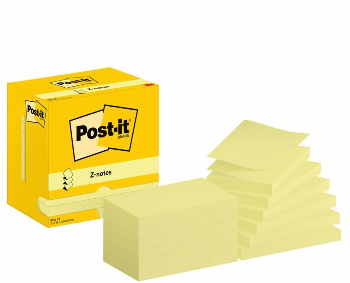 Post-it Super Sticky Z Notes R350 - Giallo Canary - 76 x 127 mm - 100 fogli - Confezione da 12 blocchetti