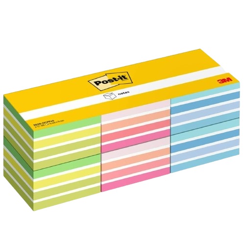 Post-it® Cubo di Foglietti Adesivi, 76 x 76 mm, 450 fogli per blocchetto, confezione da 6 blocchi, colori assortiti neon e pastello