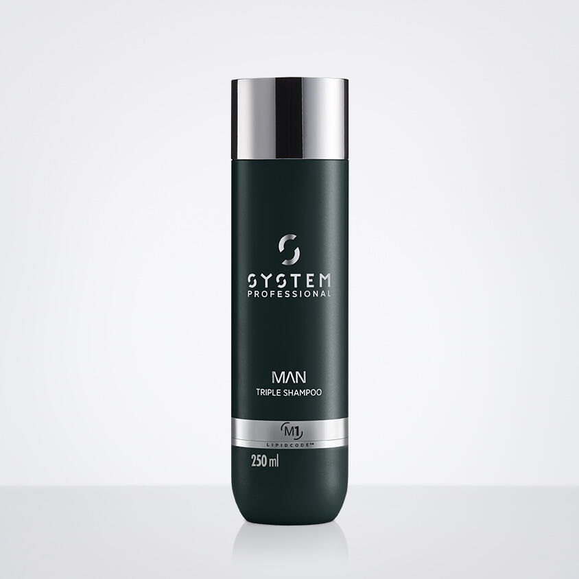 System Professional Man Triple Shampoo 250 ml - Shampoo Multiuso per Capelli, Corpo e Barba con Creatina