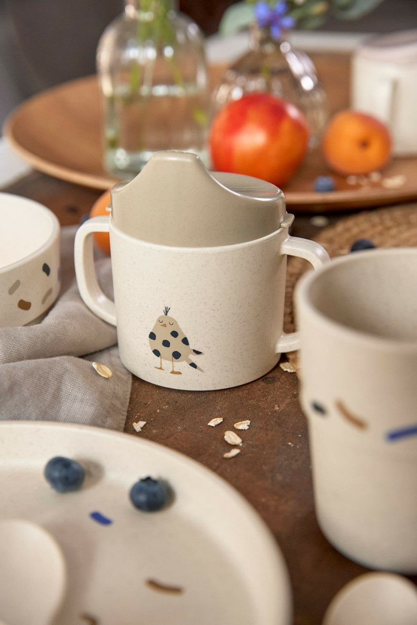 LÄSSIG Tazza Sippy Little Mateys 150 ml con manici e coperchio rimovibile - BPA-free, antiscivolo, lavabile in lavastoviglie