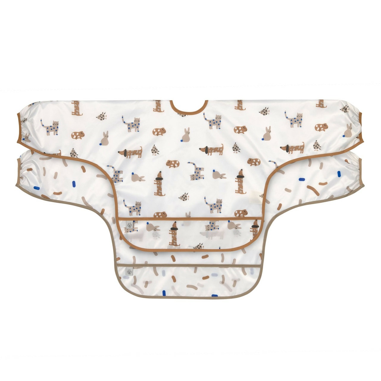 LÄSSIG Set di Bavaglini a Maniche Lunghe Little Mateys - 2 Pezzi in Poliestere Impermeabile, Royal Blue, Adatti da 6 a 24 Mesi