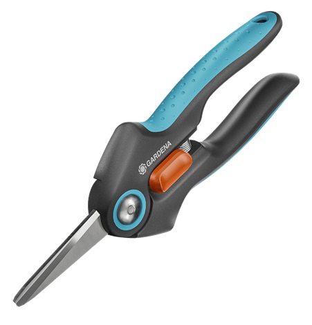 Gardena FreshCut Forbici da Potatura in Acciaio Inox con Lama da 47 mm, Impugnatura Ergonomica e Cappuccio di Sicurezza per Erbe Aromatiche, Frutti di Bosco e Fiori