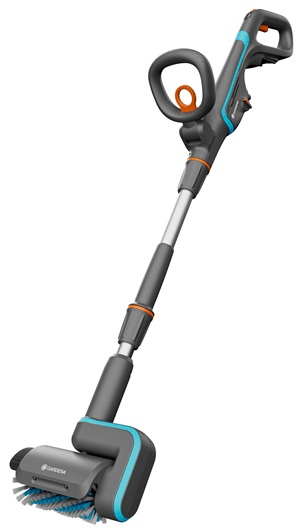 Gardena AquaBrush Patio 03/18V P4A - Idropulitrice a batteria per pulizia a umido di terrazze, larghezza spazzola 19 cm, senza batteria