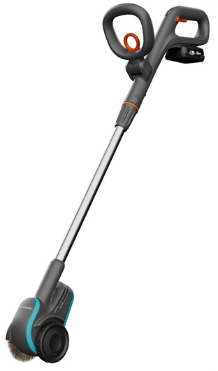 Gardena EasyWeed 1800/18V P4A - Spazzatrice elettrica per erba infestante a batteria ricaricabile con spazzola in filo d'acciaio, 18V 2Ah
