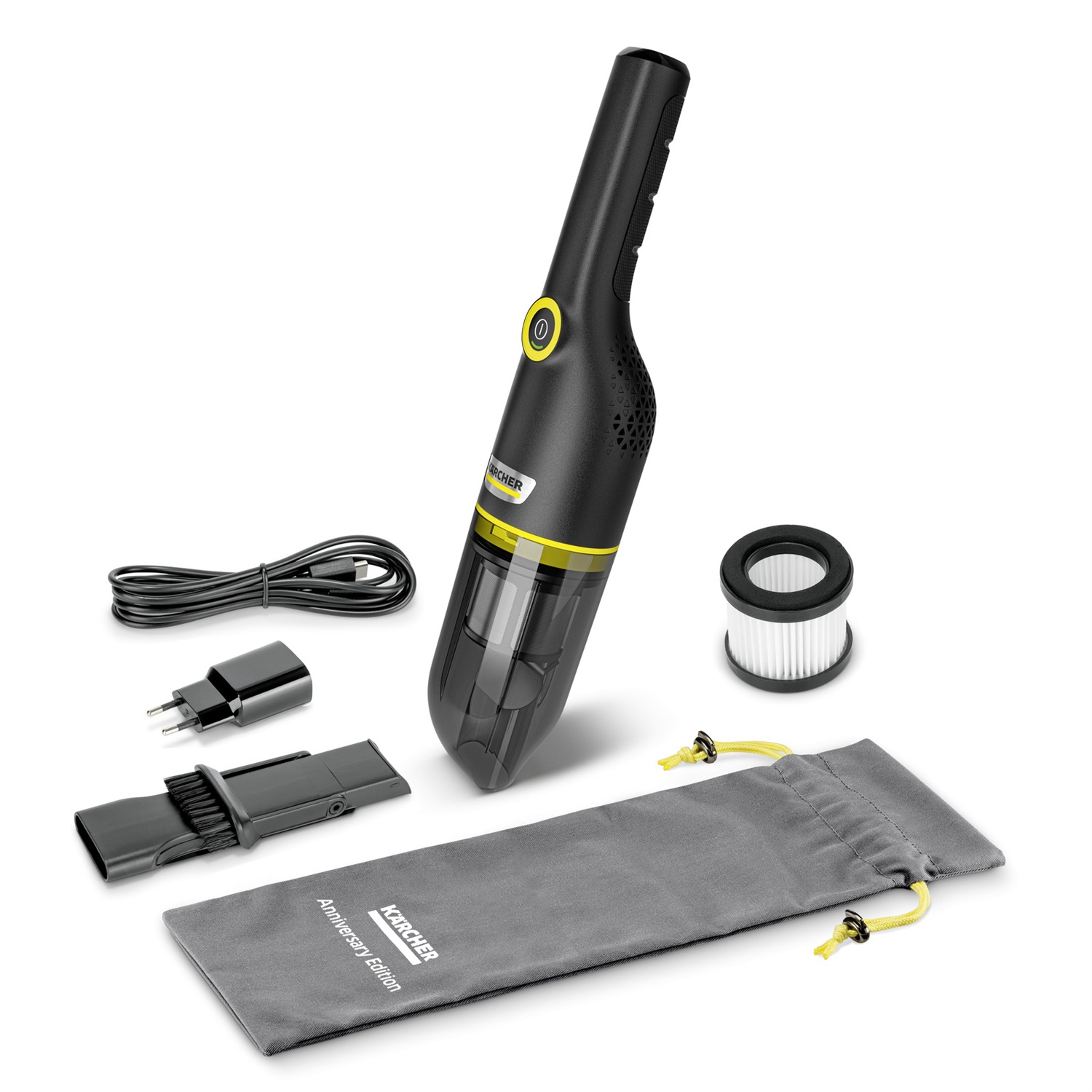 KARCHER Aspirapolvere Portatile CVH Anniversary Edition - Potenza 100 W, Senza Sacco, Nero e Giallo