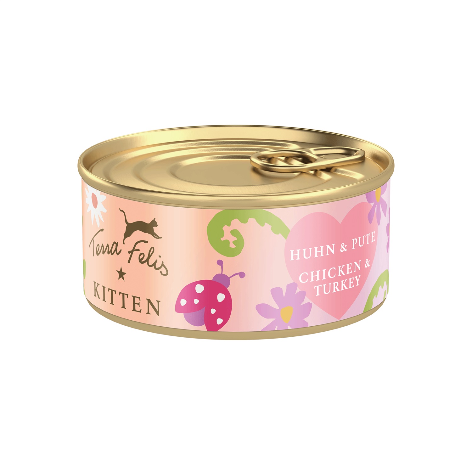 Terra Felis Kitten - Cibo umido di alta qualità con pollo e tacchino, 90% carne, senza cereali, 18 x 70 g