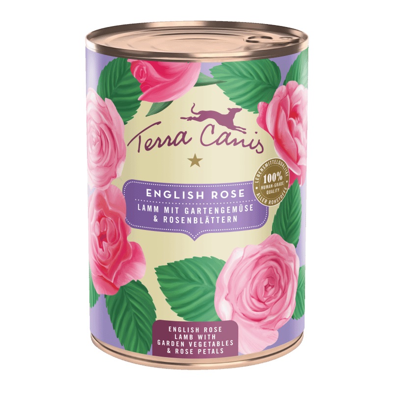 Terra Canis Cibo Umido per Cani all'Agnello con Verdure e Petali di Rosa - 400 g, 100% Naturale e Sano