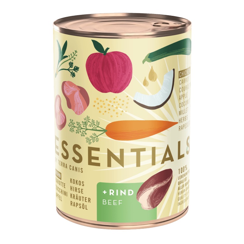 Terra Canis Essential 8 Cibo Umido per Cani - Pollo e Manzo, 385 gr