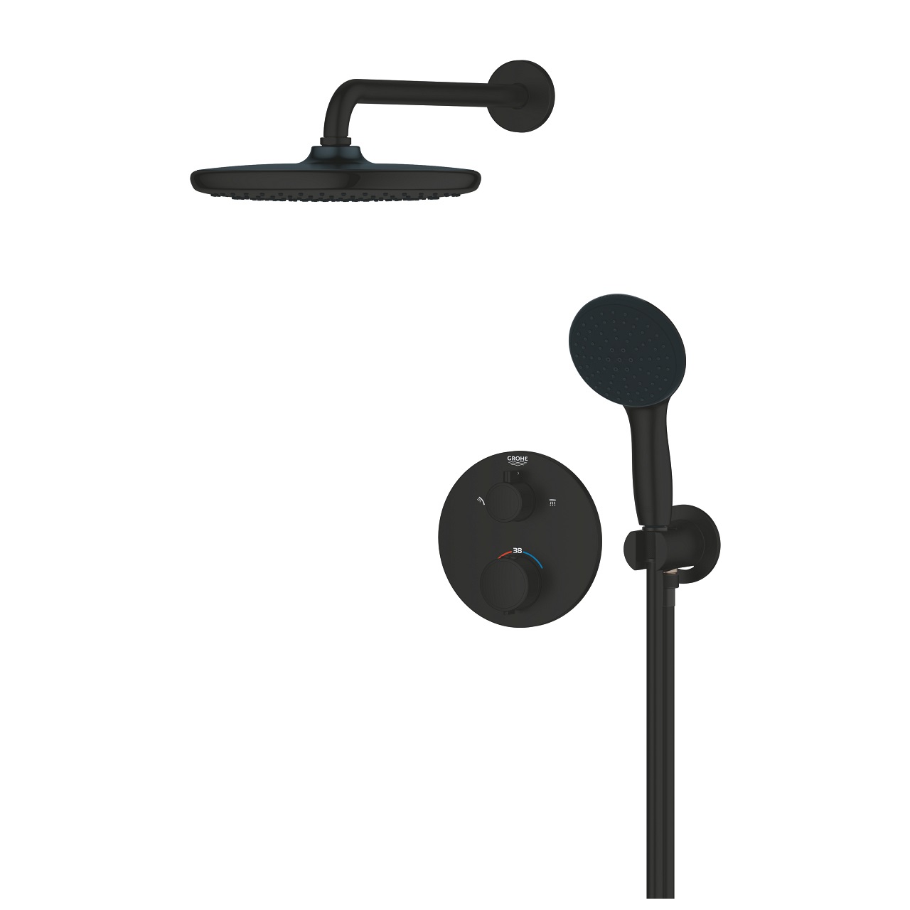 GROHE Precision Sistema Doccia da Incasso Termostatico Nero Opaco con Soffione 25 cm e Doccetta Manuale