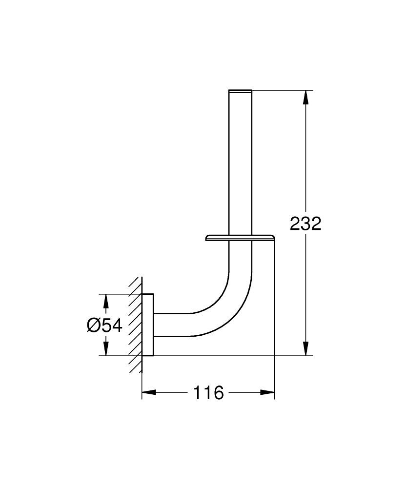 GROHE Portarotolo di Ricambio Start QuickFix in Metallo, Nero Opaco, 232 mm, Fissaggio a Parete Nascosto, Installazione Facile con QuickGlue