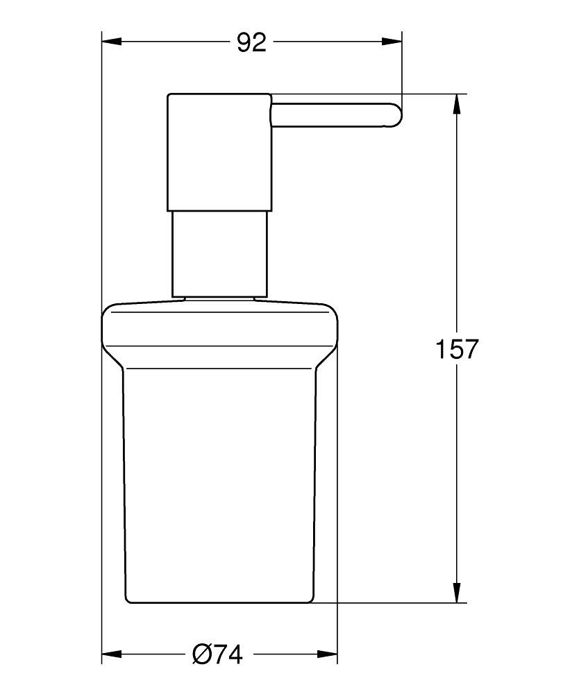 GROHE Start Dispenser di Sapone Nero Opaco in Vetro e Metallo, 160 ml, Installazione Facile senza Perforazione