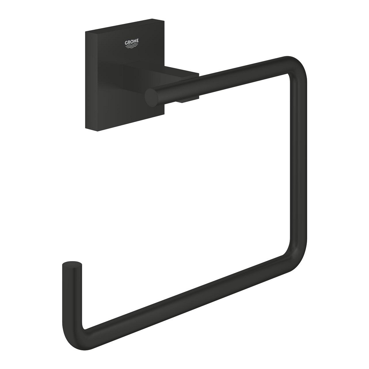 GROHE Anello Portasciugamani Start Cube QuickFix - Metallo, Fissaggio Nascosto, Montaggio Facile con QuickGlue, Nero Opaco, Capacità 5 kg