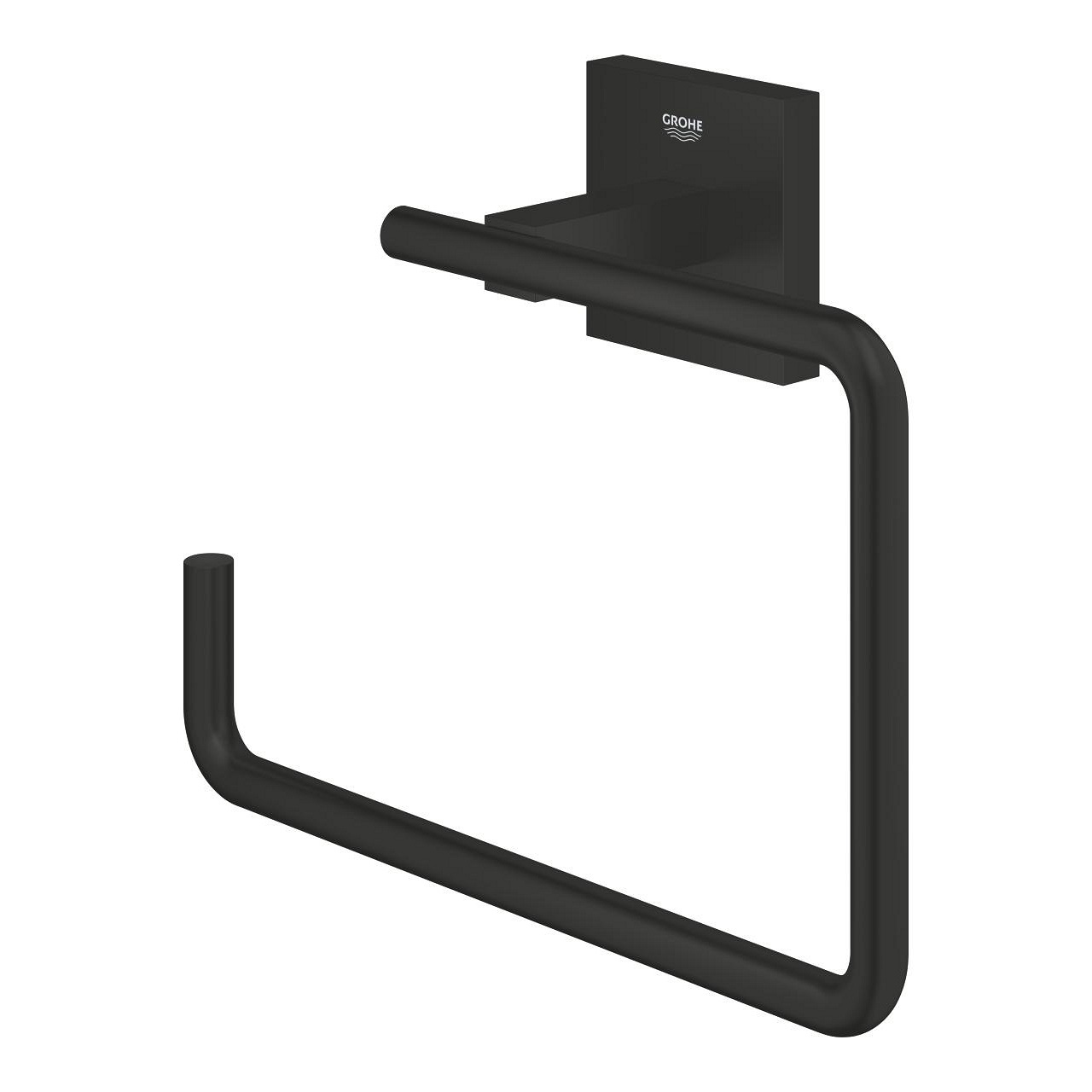 GROHE Anello Portasciugamani Start Cube QuickFix - Metallo, Fissaggio Nascosto, Montaggio Facile con QuickGlue, Nero Opaco, Capacità 5 kg