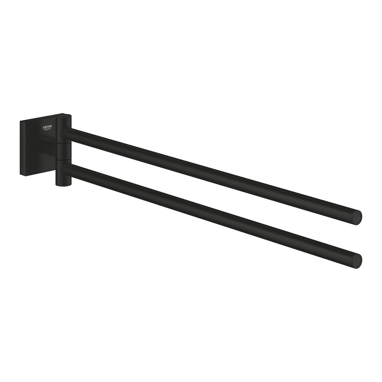 GROHE Start Cube Portasciugamani da Parete in Metallo, Fissaggio Nascosto, 438 mm, Nero Opaco, 2 Bracci Orientabili
