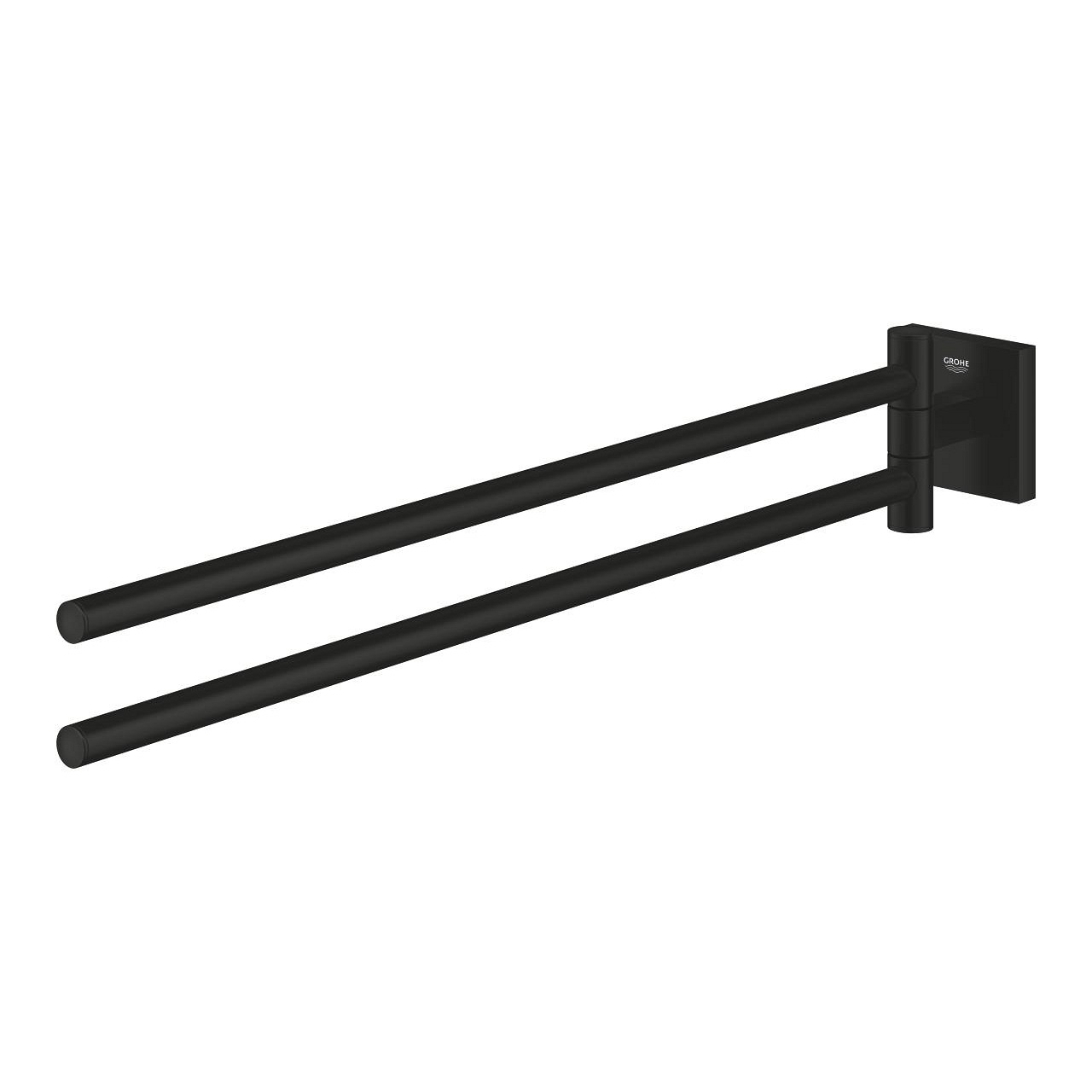 GROHE Start Cube Portasciugamani da Parete in Metallo, Fissaggio Nascosto, 438 mm, Nero Opaco, 2 Bracci Orientabili