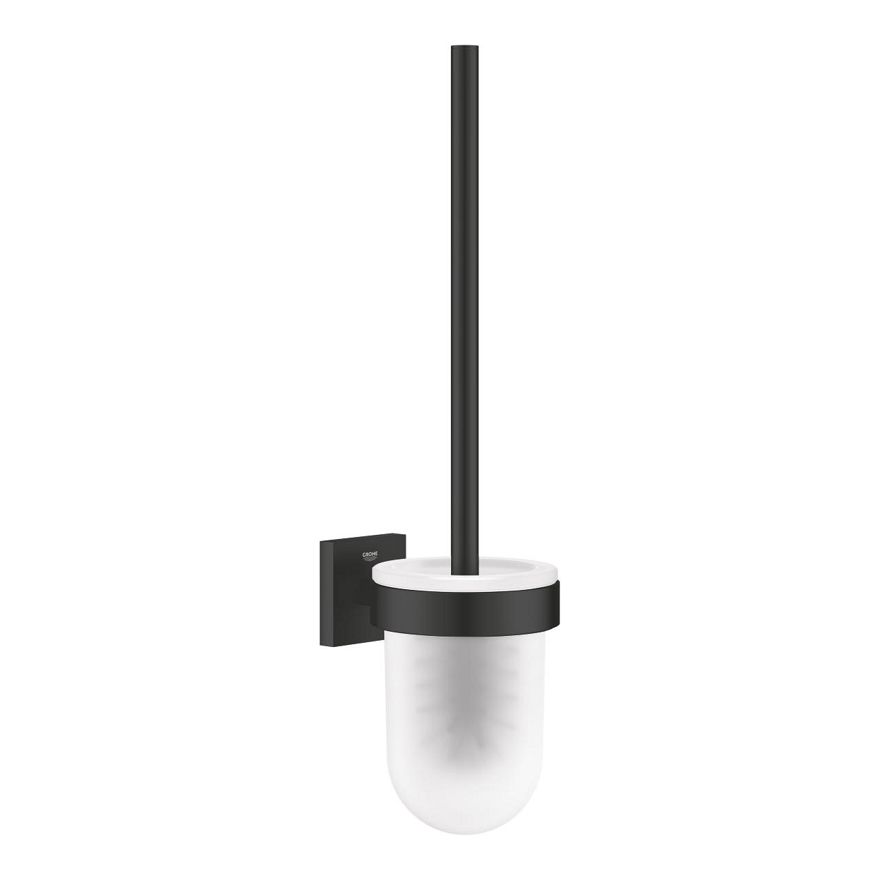 GROHE Start Cube Set Scopino per WC - Nero Opaco, Montaggio a Parete, Vetro e Metallo, Facile Installazione con QuickGlue