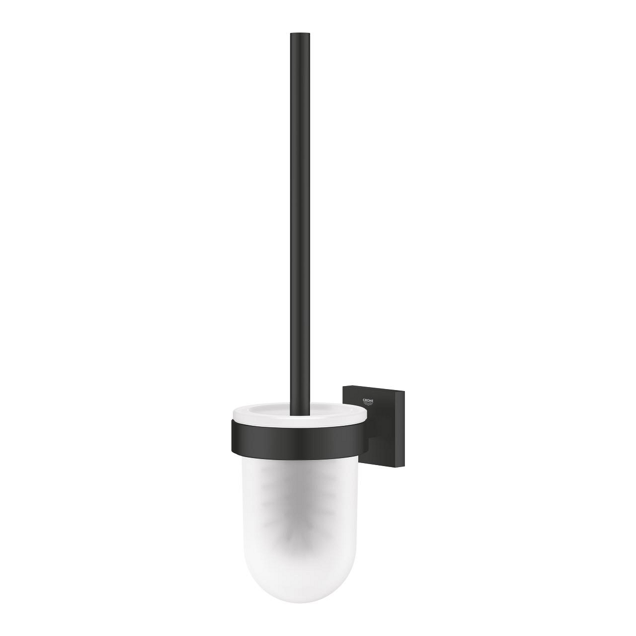 GROHE Start Cube Set Scopino per WC - Nero Opaco, Montaggio a Parete, Vetro e Metallo, Facile Installazione con QuickGlue