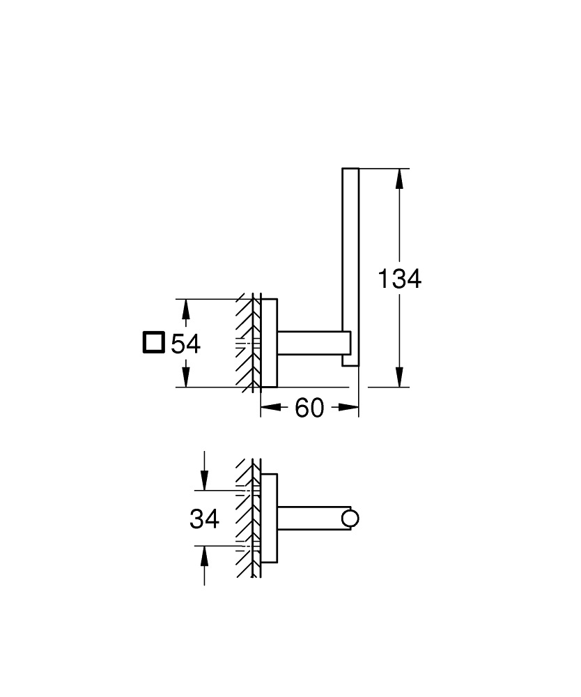 GROHE Portarotolo di ricambio Start Cube QuickFix - Metallo, Montaggio a Parete, Fissaggio Nascosto, Nero Opaco, 134 mm, Capacità 5 kg