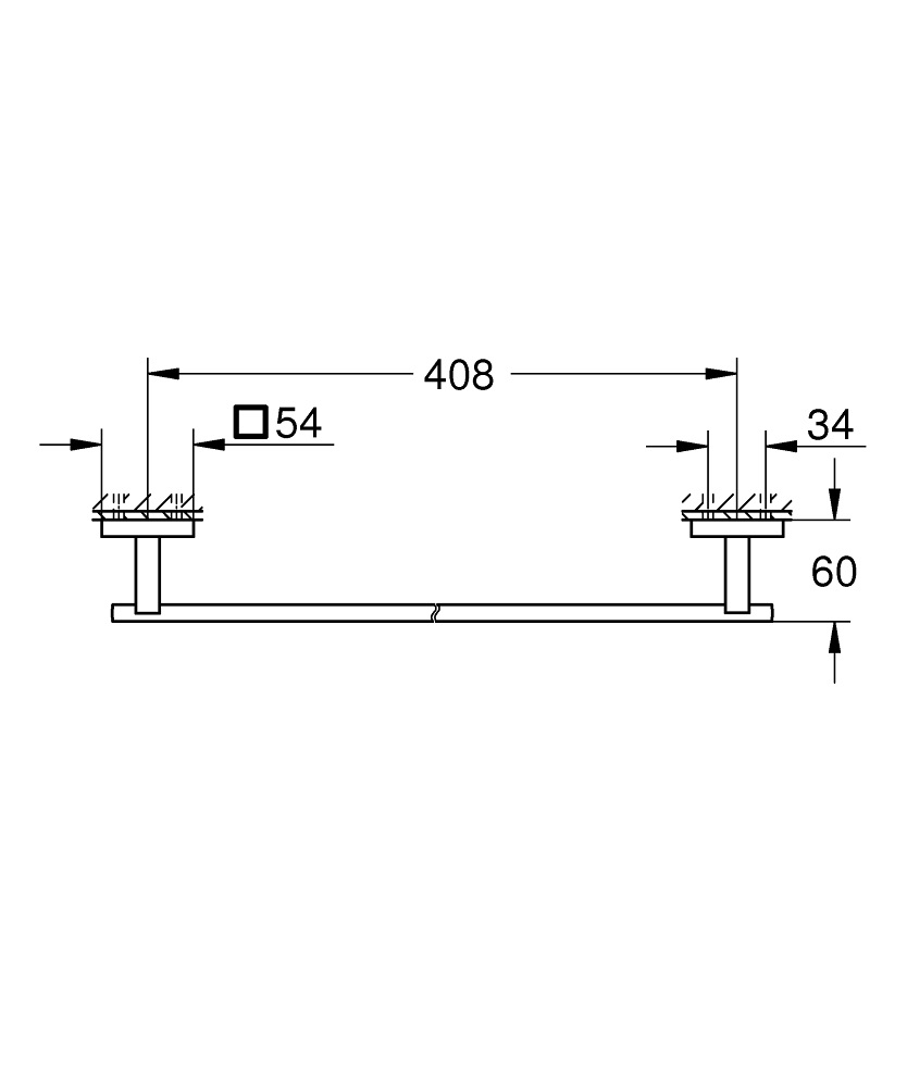 GROHE Portasciugamani Start Cube QuickFix - Metallo, Fissaggio Nascosto, 450 mm, Nero Opaco, Carico Massimo 10 kg
