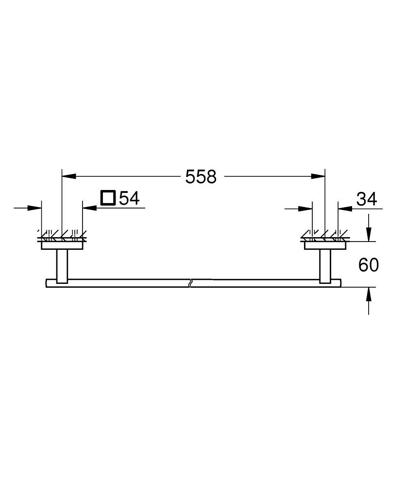 GROHE Start Cube Portasciugamani Nero Opaco 600 mm - Fissaggio Nascosto, Metallo, Capacità 10 kg