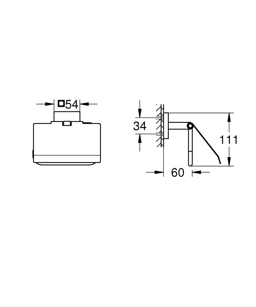 GROHE Portarotolo Carta Igienica Start Cube QuickFix con Coperchio, Metallo, Montaggio a Parete, Fissaggio Nascosto, 111 mm, Nero Opaco
