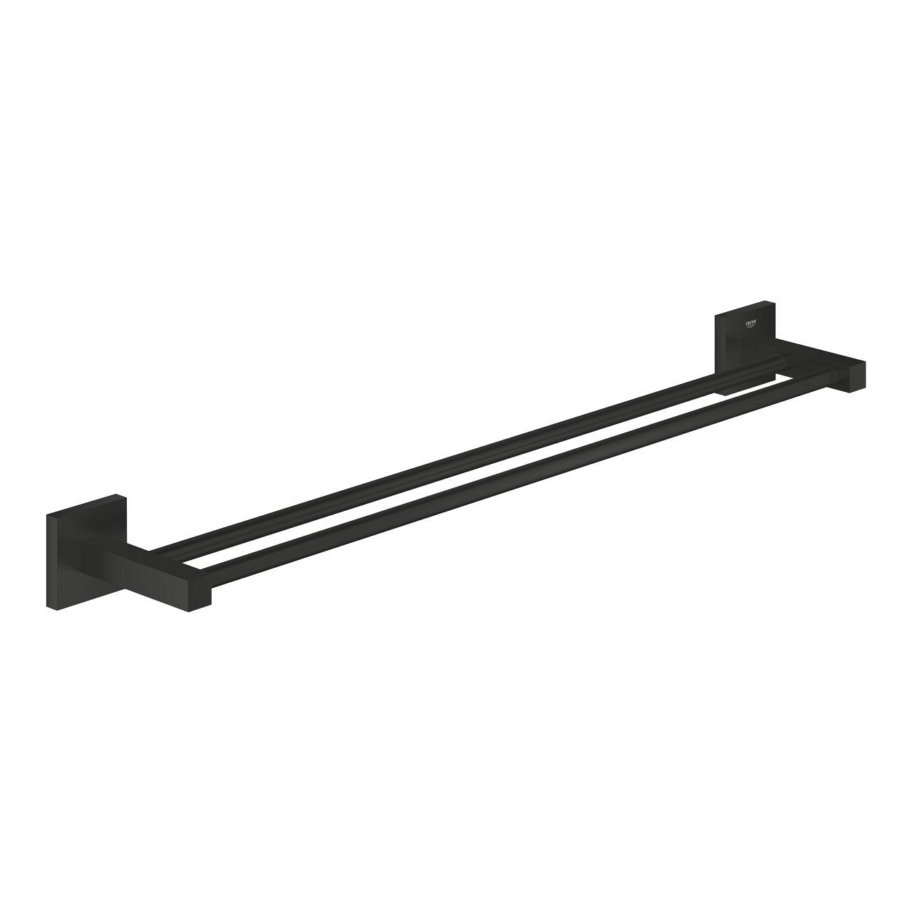 GROHE Start Cube Portasciugamani Doppio in Metallo con Montaggio a Parete, Fissaggio Nascosto, Misura 654 mm, Colore Nero Opaco, Viti e Tasselli Inclusi