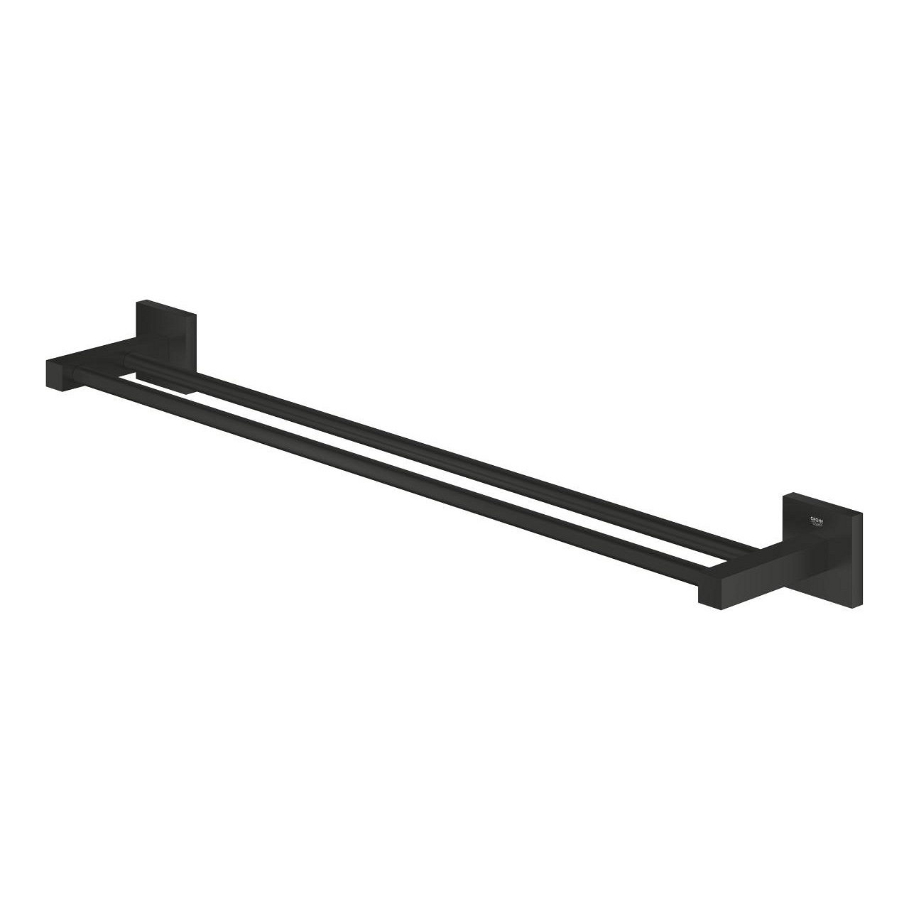 GROHE Start Cube Portasciugamani Doppio in Metallo con Montaggio a Parete, Fissaggio Nascosto, Misura 654 mm, Colore Nero Opaco, Viti e Tasselli Inclusi